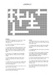 English Worksheet: Crossword puzzle - ANIMALS