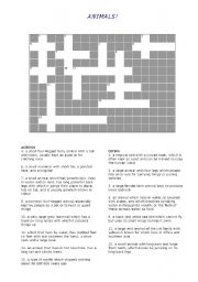 English worksheet: Crossword puzzle - ANIMALS