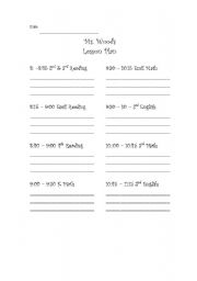 English worksheet: Lesson Plan template