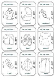 Clothes Game Cards (B&W)