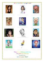English Worksheet: Occupations - Famous People (caricatures)