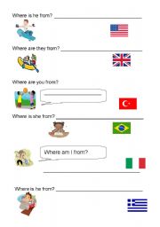 English Worksheet: Where from