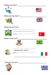 English worksheet: Where from