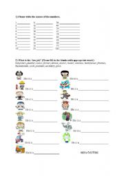 English worksheet: JOBS AND NUMBERS EXERCISES