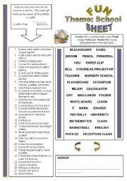 English Worksheet: Fun Sheet Theme: School