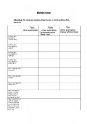 English Worksheet: Robin Hood - film v text comparison