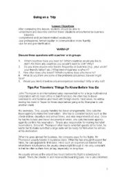 English Worksheet: going on a trip