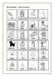 English Worksheet: Halloween Pictionary 