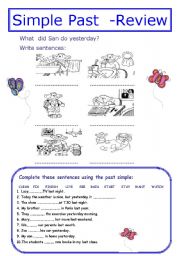 English Worksheet:  2   Ws Past simple