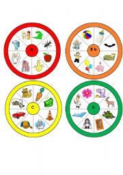 English Worksheet: Letter Wheels A-H Part 1 of a set (One Wheel for each Letter of the Alphabet)