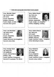 English Worksheet: writing short paragraphs about famous people