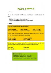 English worksheet: Past simple tense