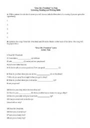 English Worksheet: Dear Mr President by Pink