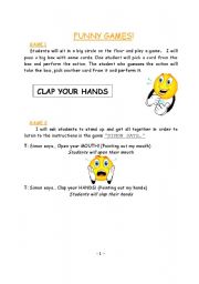 English Worksheet: Parts of the Body & Face: Games