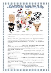 English Worksheet: Superlatives: Meet my dogs