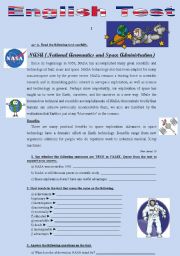 English Worksheet: TEST - NASA (3 pages)