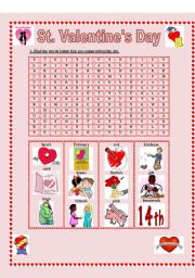 English Worksheet: ST. VALENTINES DAY (word search)