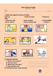 English Worksheet: daily routines