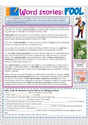 English Worksheet: Word stories: FOOL