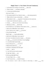 English Worksheet: Simple Future vs Near Future