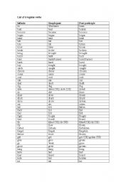 English worksheet: irregular verbs 