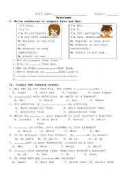 English Worksheet: comparatives