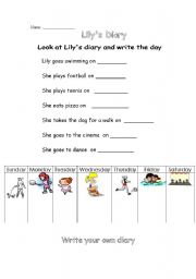 English Worksheet: Lilys diary