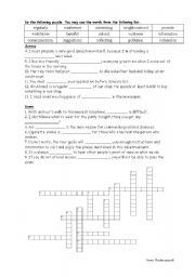 English worksheet: A crossword Puzzle for intermediate Students