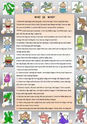 English Worksheet: MONSTERS - WHO IS WHO?