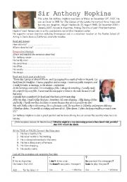 English Worksheet: Sir Anthony Hopkins