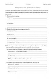 English Worksheet: writing an opinion essay/paragraph