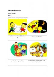 English worksheet: picture proverbs