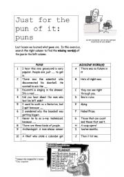 English Worksheet: Just for the pun of it: puns