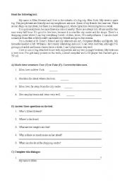 English Worksheet: school life