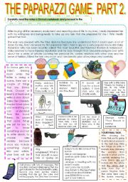 English Worksheet: THE PAPARAZZI GAME. PART 2. 