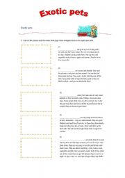 English Worksheet: Exotic pets part I