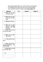 English worksheet: Past simple - your own biography 