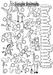 English Worksheet: JUNGLE ANIMALS MATCH