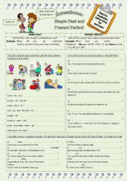 English Worksheet: Simple Past - Present Perfect: questions