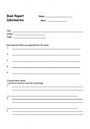 English Worksheet: Book report
