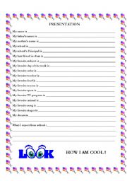 English Worksheet: Everything about me