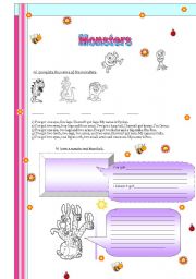 English worksheet: MONSTERS!!