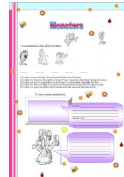English Worksheet: MONSTERS!!