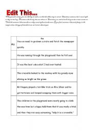 English worksheet: Editing Sentences