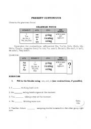 English Worksheet: Present Continuous