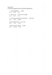 English Worksheet: prepositions review