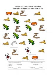 English worksheet: How many animals are there?