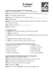 English Worksheet: Twilight Part 5