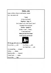 English worksheet: Some, any worksheet