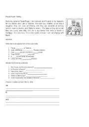 English worksheet: paula rojas family